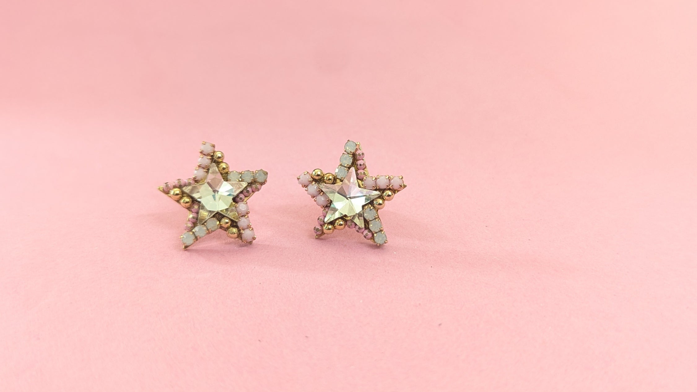 CZ & Beads Studded Pink Star Crystal Anti Tarnish Stud Earring